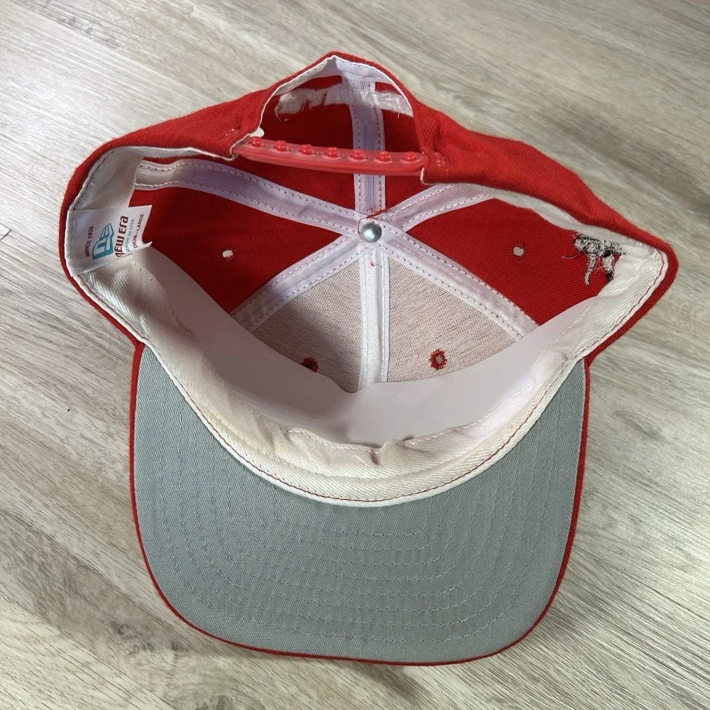 VTG New Era Bellefonte Wrestling Snapback Hat Red Wool Cap Made in USA